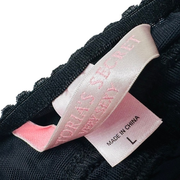 Victoria’s Secret Babydoll Dress Sheer Black Leopard Print Coquette Size Large - Picture 4 of 5